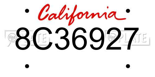 8C36927 California License Plate