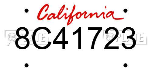 8C41723 California License Plate