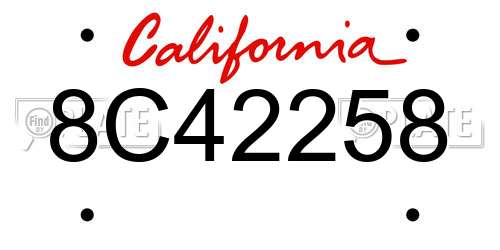 8C42258 California License Plate