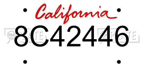 8C42446 California License Plate