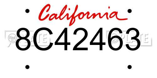 8C42463 California License Plate