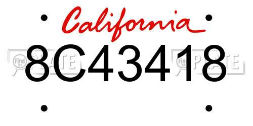 8C43418 California License Plate