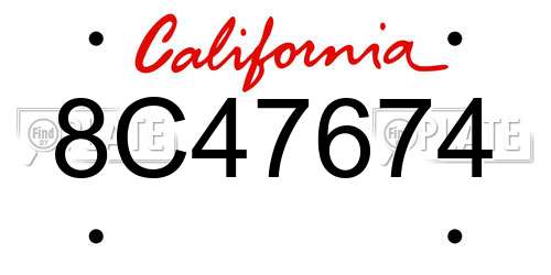 8C47674 California License Plate
