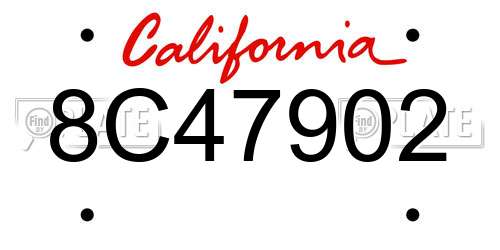 8C47902 California License Plate