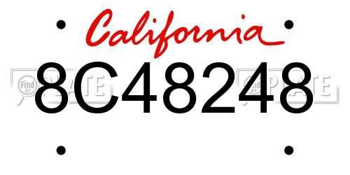 8C48248 California License Plate