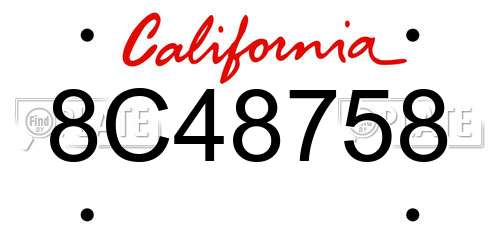 8C48758 California License Plate