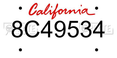 8C49534 California License Plate