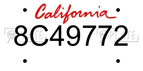 8C49772 California License Plate