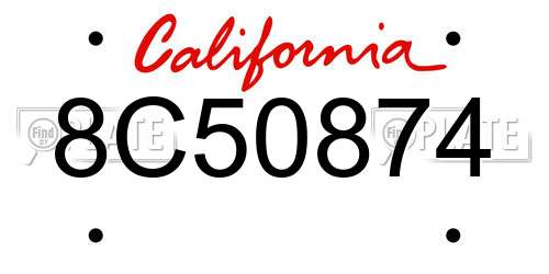 8C50874 California License Plate