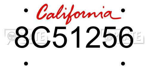 8C51256 California License Plate