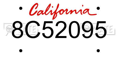 8C52095 California License Plate