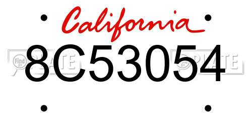 8C53054 California License Plate