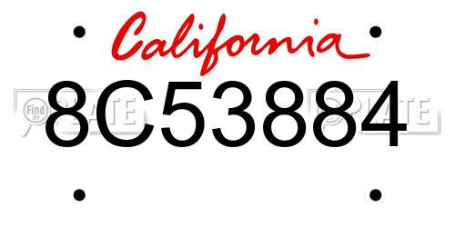 8C53884 California License Plate