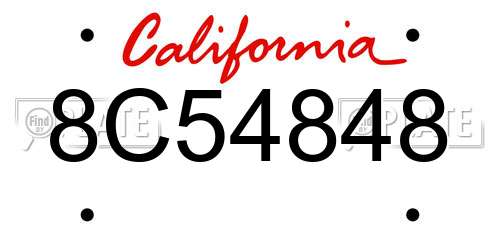 8C54848 California License Plate