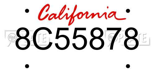 8C55878 California License Plate