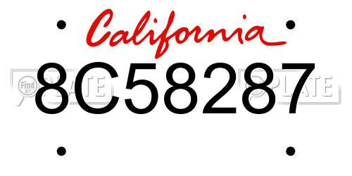8C58287 California License Plate