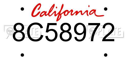 8C58972 California License Plate
