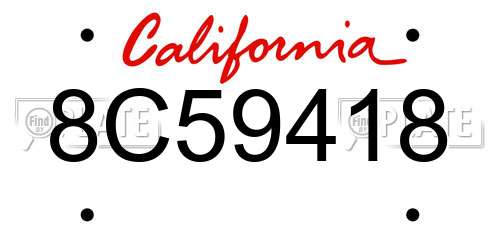 8C59418 California License Plate