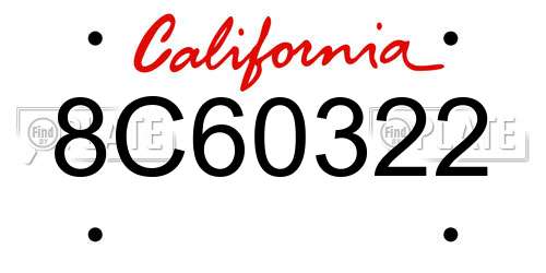 8C60322 California License Plate