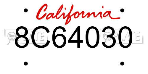 8C64030 California License Plate