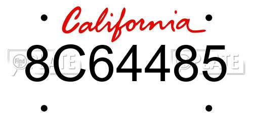 8C64485 California License Plate