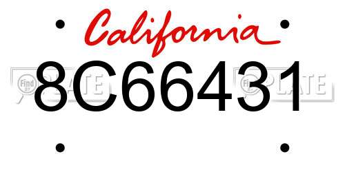 8C66431 California License Plate