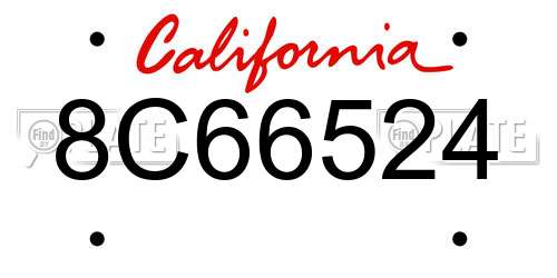 8C66524 California License Plate