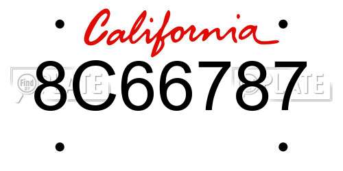 8C66787 California License Plate