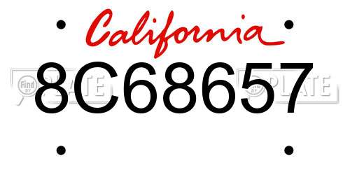 8C68657 California License Plate