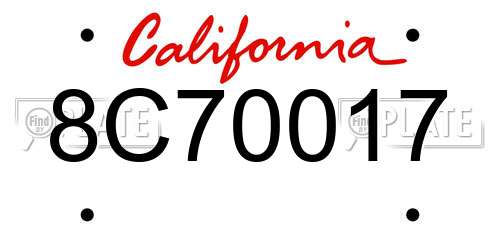 8C70017 California License Plate