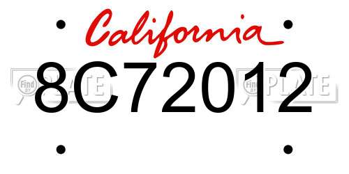 8C72012 California License Plate