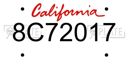 8C72017 California License Plate