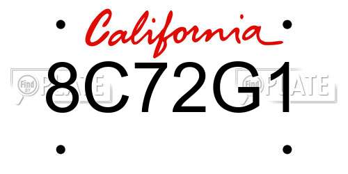 8C72G1 California License Plate