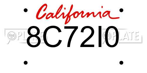 8C72I0 California License Plate