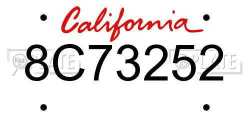 8C73252 California License Plate