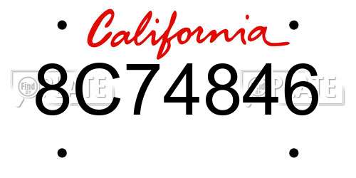 8C74846 California License Plate