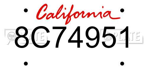 8C74951 California License Plate