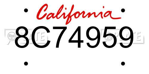 8C74959 California License Plate