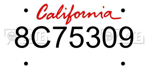 8C75309 California License Plate