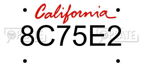 8C75E2 California License Plate