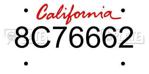 8C76662 California License Plate
