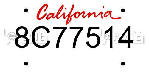 8C77514 California License Plate