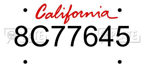 8C77645 California License Plate