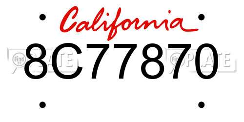 8C77870 California License Plate