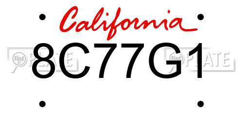 8C77G1 California License Plate