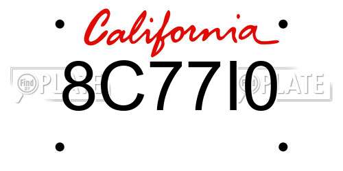 8C77I0 California License Plate