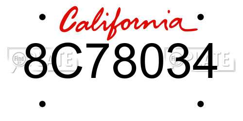 8C78034 California License Plate