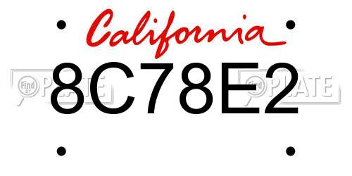 8C78E2 California License Plate