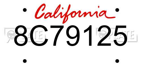 8C79125 California License Plate
