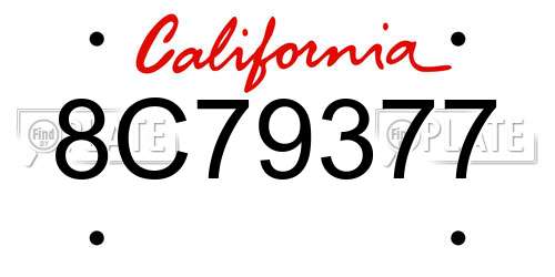 8C79377 California License Plate